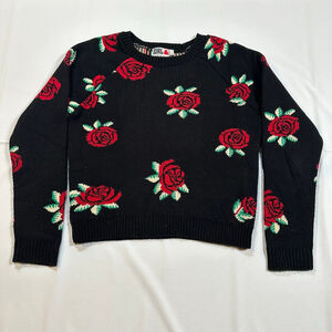 Chelsea Girl Rose Knit Sweater | Y2K Floral Crop | Made in U.K. | US 8 / UK 12